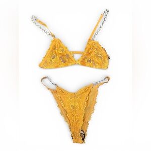 Yellow Lace Bra and Panty Set (Dolls Kill)